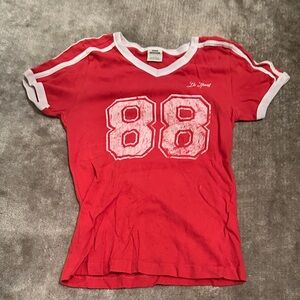 Red womens Shirt with White Trim